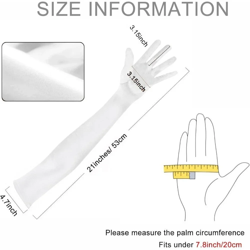 Women's Satin Dark White Long Gloves Costumes Elbow Length Evening Party Prom